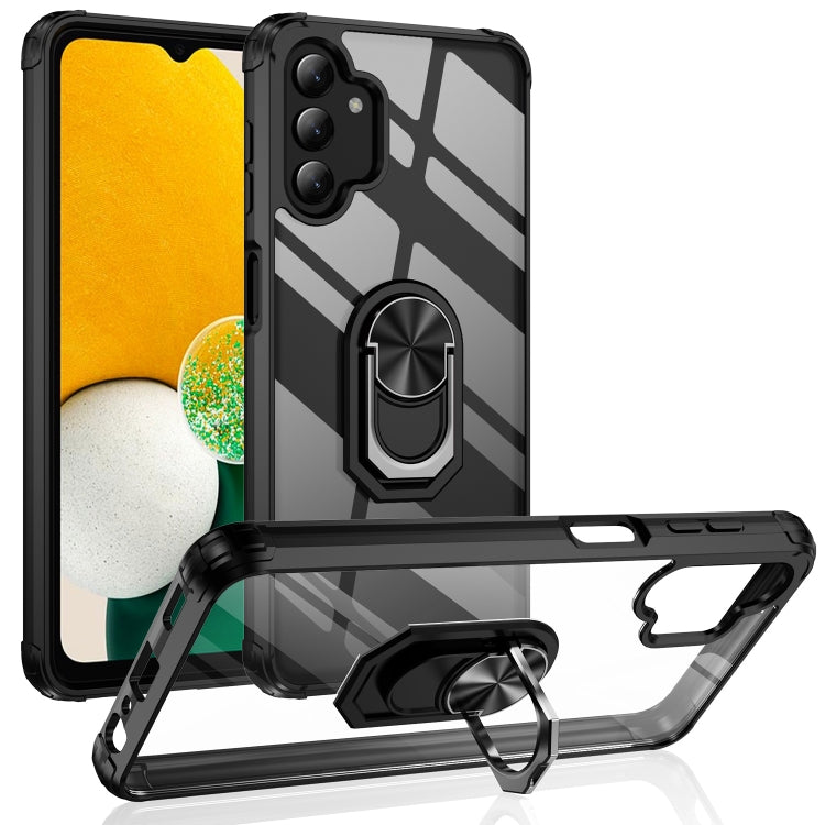 For Samsung Galaxy A13 4G/5G Shockproof Transparent TPU + Acrylic Protective Phone Case with Ring Holder