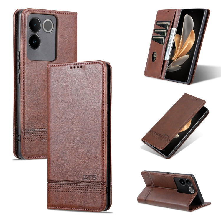 For vivo S17e AZNS Magnetic Calf Texture Leather Phone Case
