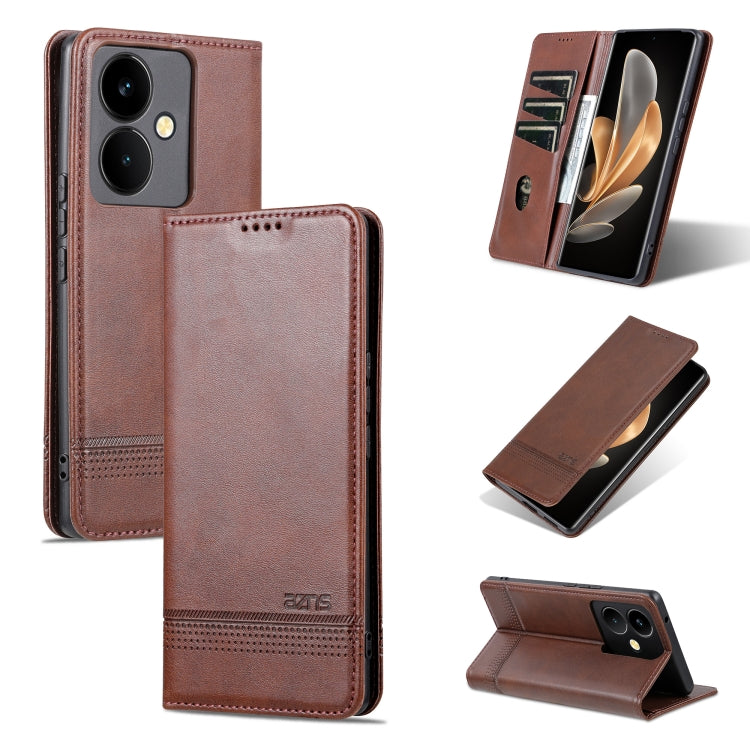 For vivo Y78+/Y78 Global AZNS Magnetic Calf Texture Leather Phone Case