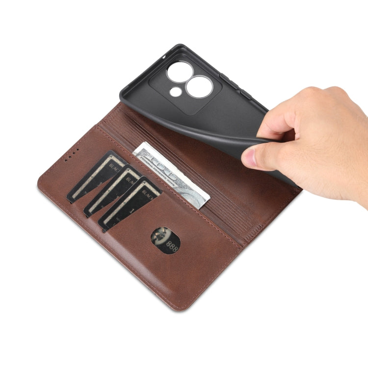 For vivo Y78+/Y78 Global AZNS Magnetic Calf Texture Leather Phone Case