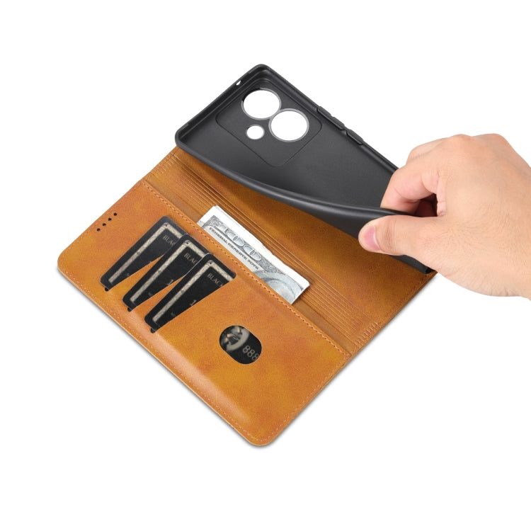 For vivo Y78+/Y78 Global AZNS Magnetic Calf Texture Leather Phone Case