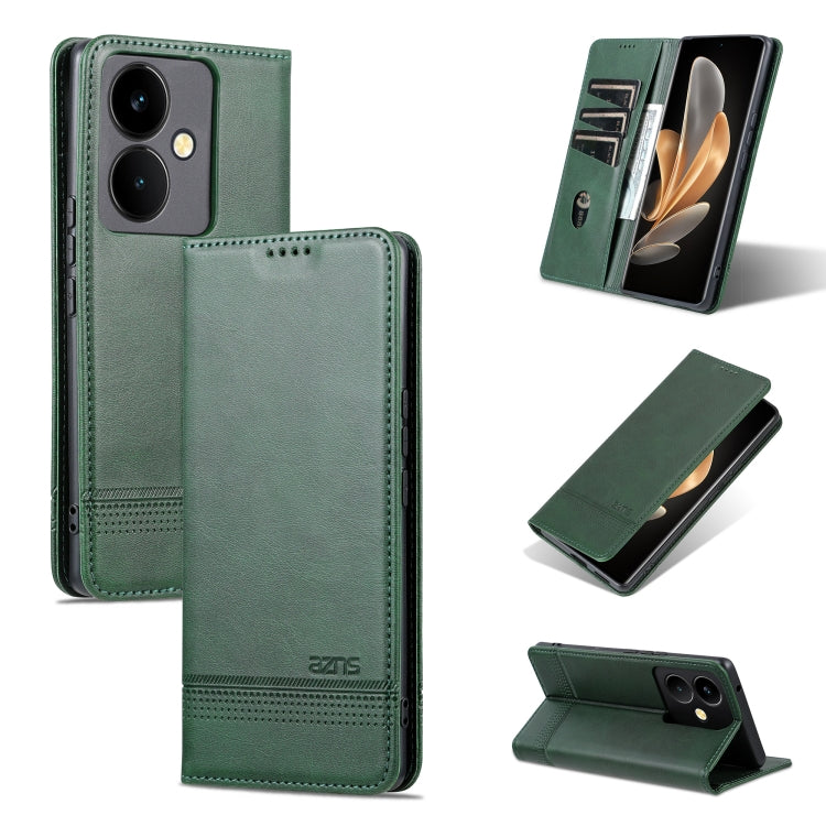 For vivo Y78+/Y78 Global AZNS Magnetic Calf Texture Leather Phone Case