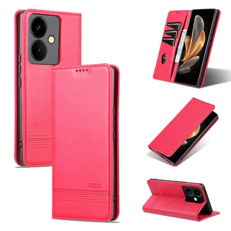 For vivo Y78+/Y78 Global AZNS Magnetic Calf Texture Leather Phone Case
