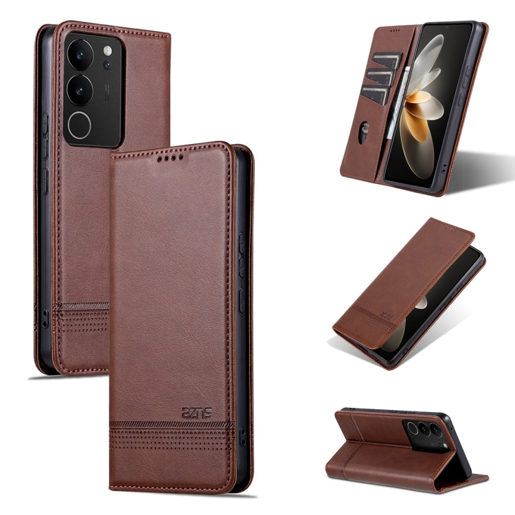 For vivo S17 AZNS Magnetic Calf Texture Leather Phone Case