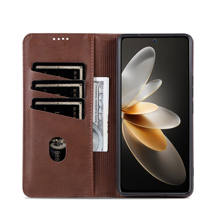 For vivo S17 AZNS Magnetic Calf Texture Leather Phone Case