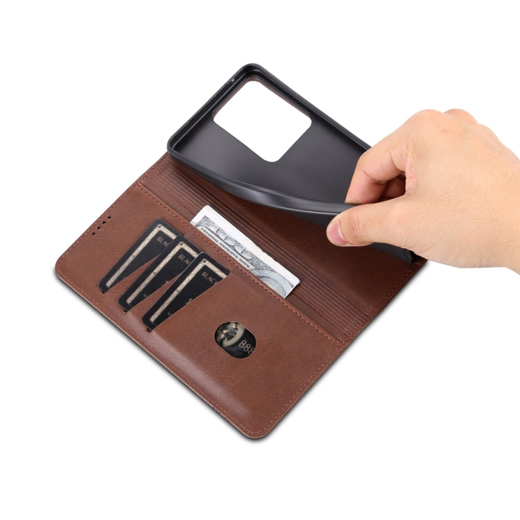 For vivo S17 AZNS Magnetic Calf Texture Leather Phone Case