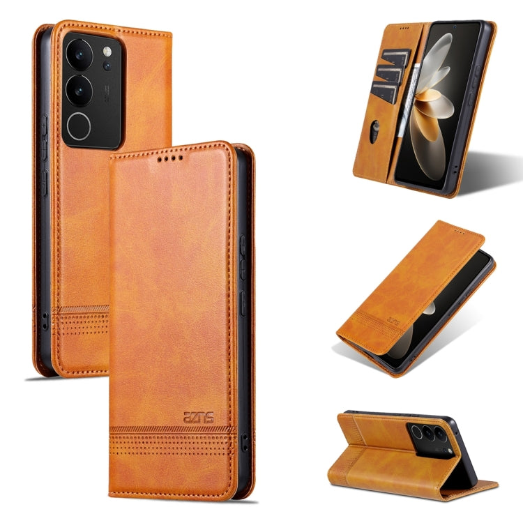 For vivo S17 AZNS Magnetic Calf Texture Leather Phone Case