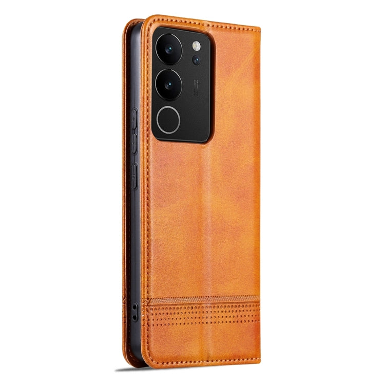 For vivo S17 AZNS Magnetic Calf Texture Leather Phone Case