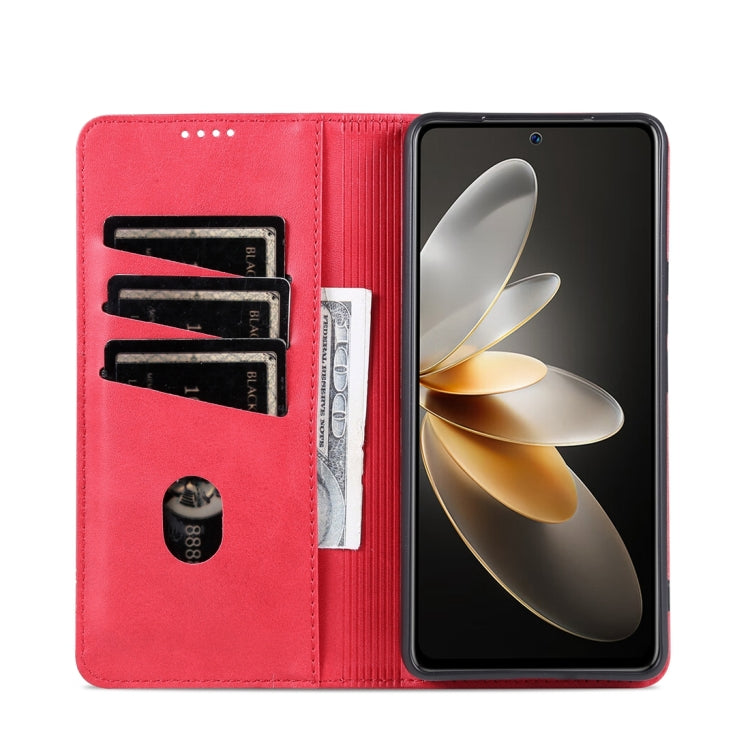 For vivo S17 AZNS Magnetic Calf Texture Leather Phone Case