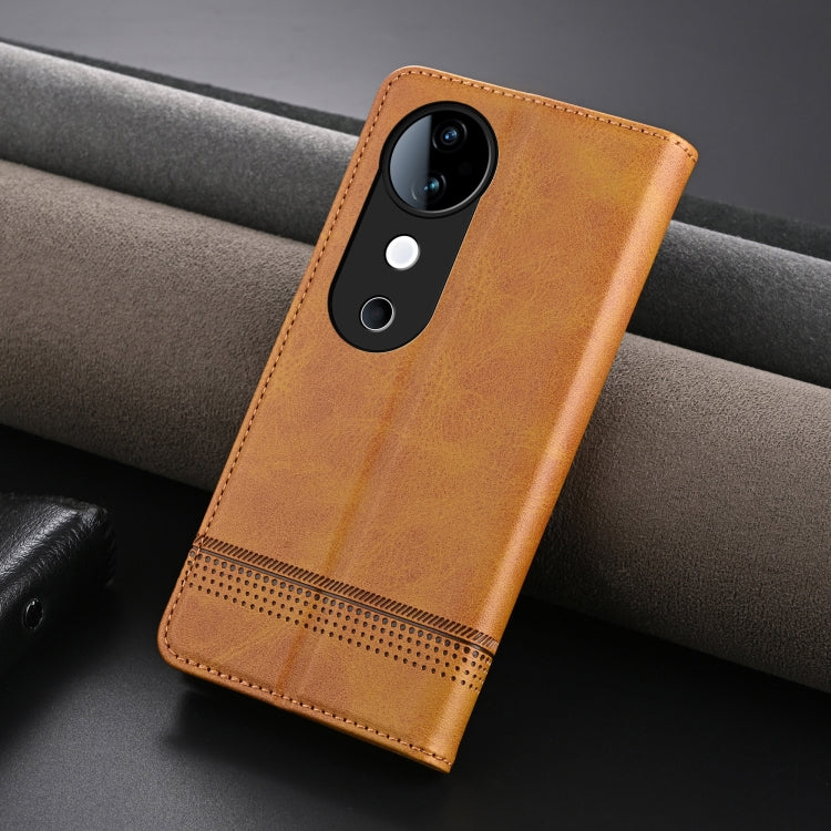 For vivo S19 AZNS Magnetic Calf Texture Leather Phone Case