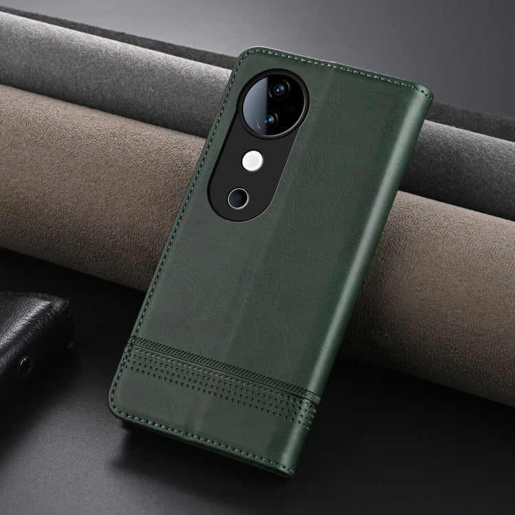 For vivo S19 AZNS Magnetic Calf Texture Leather Phone Case