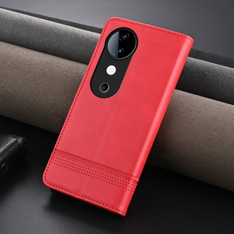 For vivo S19 AZNS Magnetic Calf Texture Leather Phone Case