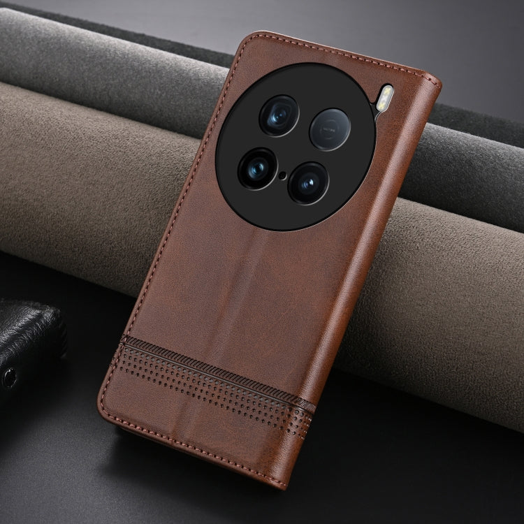 For vivo X100 Ultra AZNS Magnetic Calf Texture Leather Phone Case