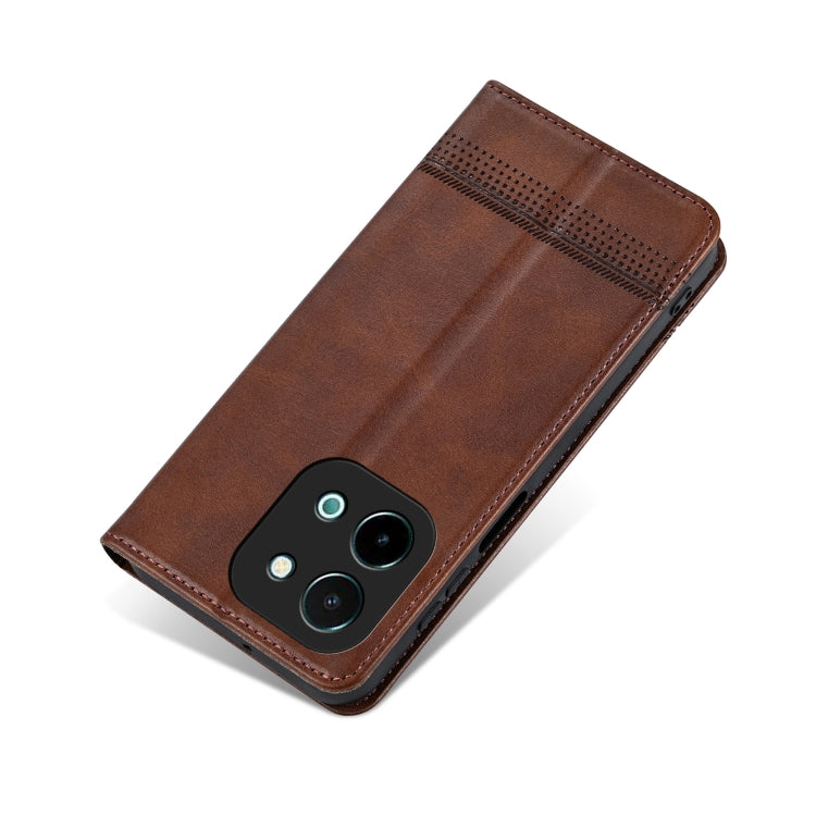 For vivo Y28 4G AZNS Magnetic Calf Texture Leather Phone Case