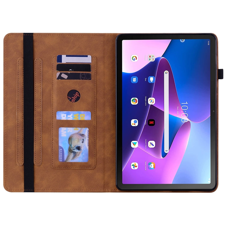 For Lenovo Tab M10 10.1 3rd Gen Skin Feel Solid Color Zipper Leather Tablet Case