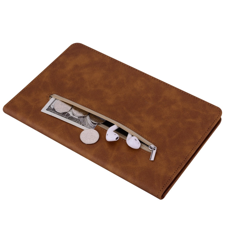 For Lenovo Tab M10 10.1 3rd Gen Skin Feel Solid Color Zipper Leather Tablet Case