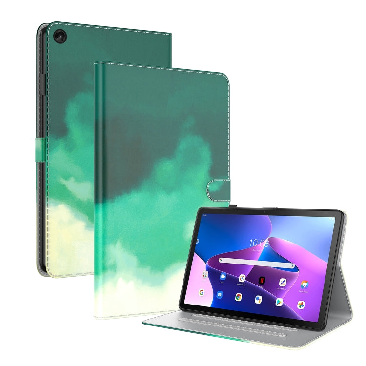 For Lenovo Tab M10 10.1 3rd Gen Watercolor Pattern Skin Feel Magnetic Leather Tablet Case