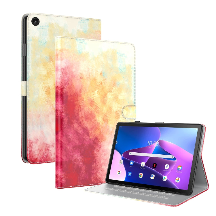 For Lenovo Tab M10 10.1 3rd Gen Watercolor Pattern Skin Feel Magnetic Leather Tablet Case