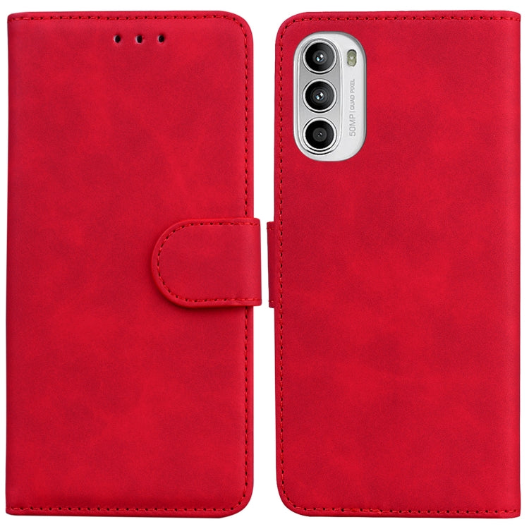 For Motorola Moto G52J Japan Version Skin Feel Pure Color Flip Leather Phone Case