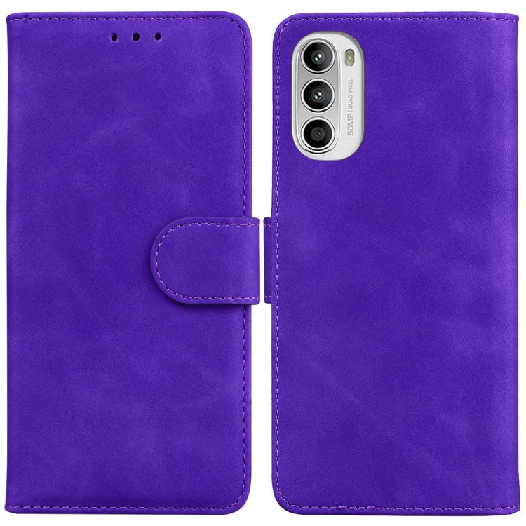 For Motorola Moto G52J Japan Version Skin Feel Pure Color Flip Leather Phone Case