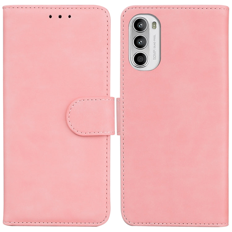 For Motorola Moto G52J Japan Version Skin Feel Pure Color Flip Leather Phone Case