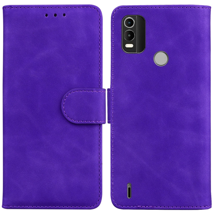 For Nokia C21 Plus Skin Feel Pure Color Flip Leather Phone Case