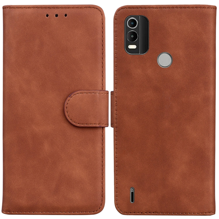 For Nokia C21 Plus Skin Feel Pure Color Flip Leather Phone Case