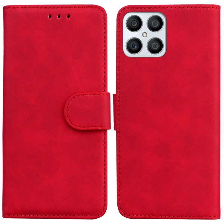 For Honor X8 Skin Feel Pure Color Flip Leather Phone Case
