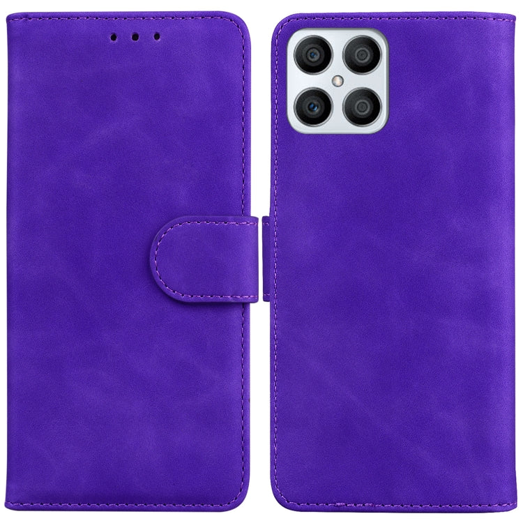 For Honor X8 Skin Feel Pure Color Flip Leather Phone Case