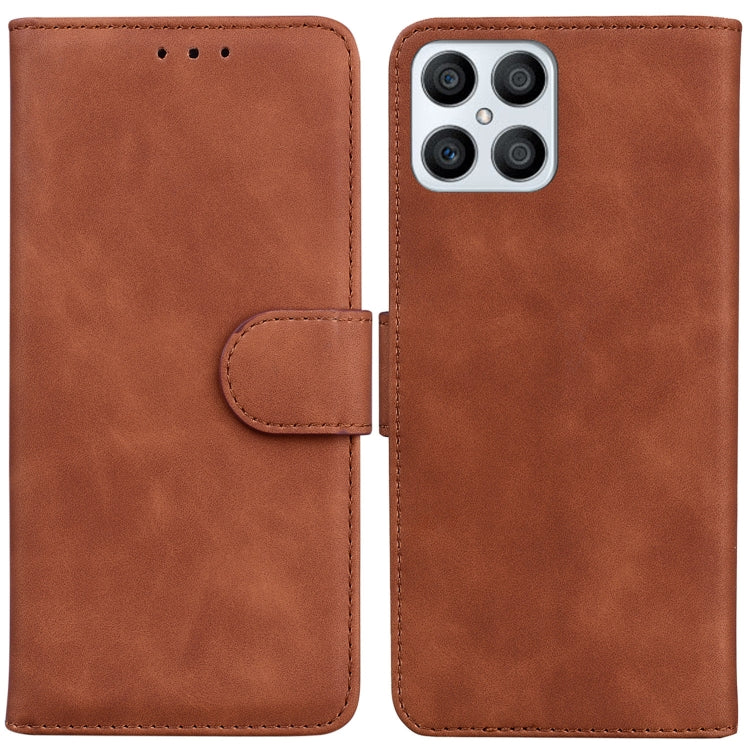 For Honor X8 Skin Feel Pure Color Flip Leather Phone Case