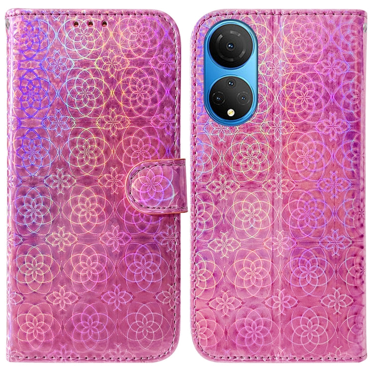 For Honor X7 Colorful Magnetic Buckle Leather Phone Case
