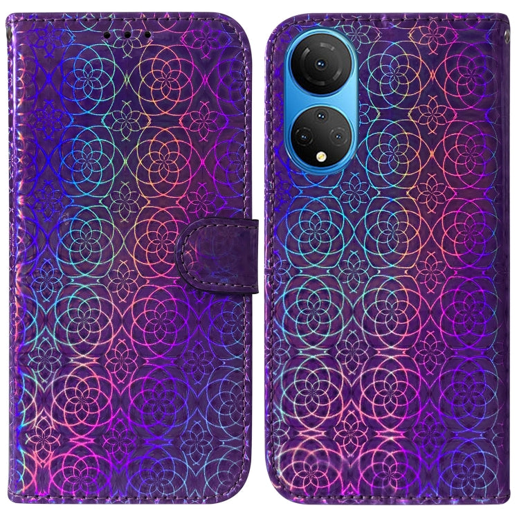 For Honor X7 Colorful Magnetic Buckle Leather Phone Case
