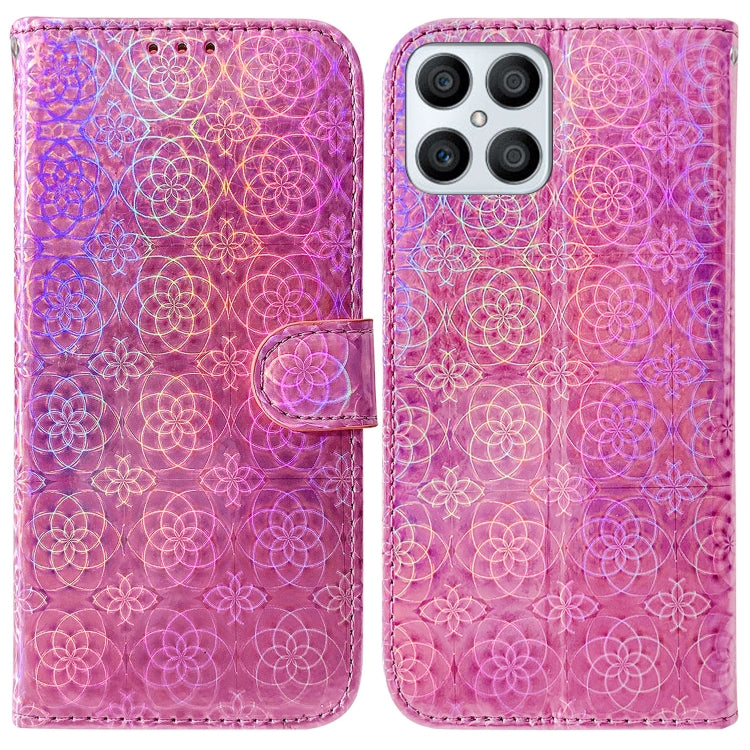 For Honor X8 Colorful Magnetic Buckle Leather Phone Case