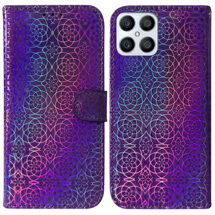 For Honor X8 Colorful Magnetic Buckle Leather Phone Case