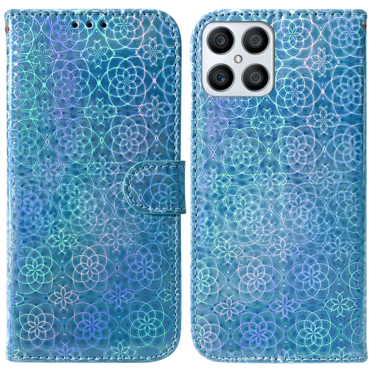 For Honor X8 Colorful Magnetic Buckle Leather Phone Case