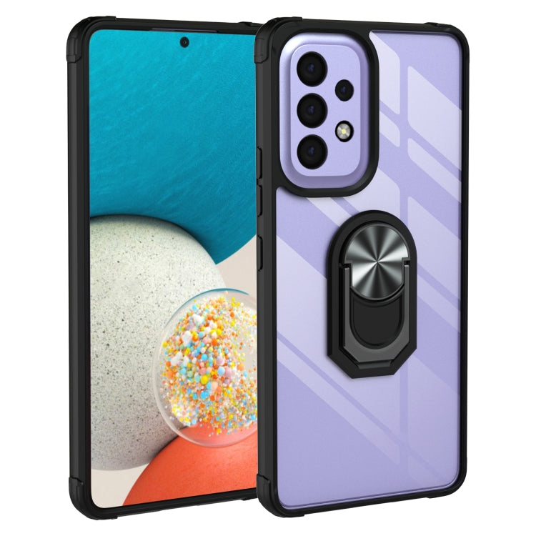 For Samsung Galaxy A53 5G Shockproof Transparent TPU + Acrylic Protective Case with Ring Holder