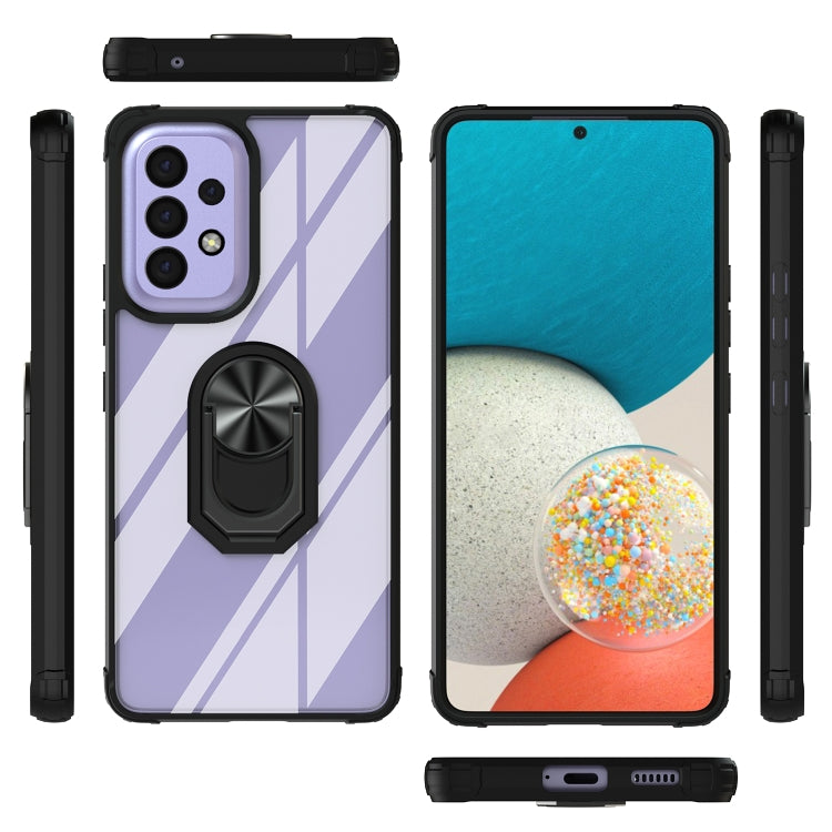 For Samsung Galaxy A53 5G Shockproof Transparent TPU + Acrylic Protective Case with Ring Holder