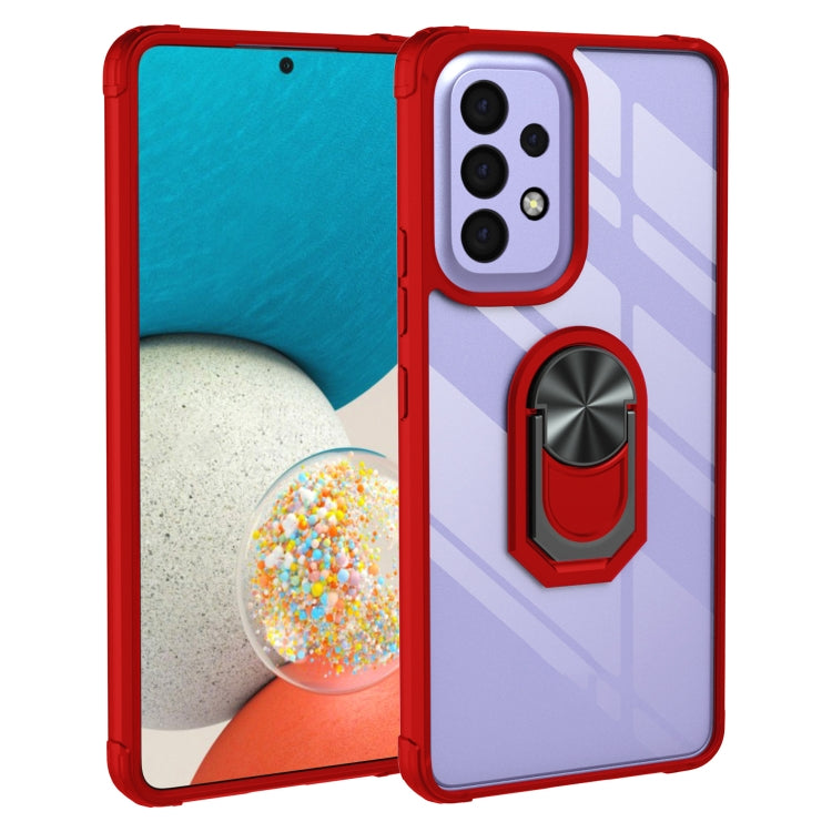 For Samsung Galaxy A53 5G Shockproof Transparent TPU + Acrylic Protective Case with Ring Holder