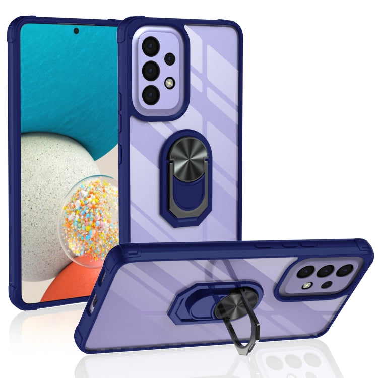 For Samsung Galaxy A53 5G Shockproof Transparent TPU + Acrylic Protective Case with Ring Holder