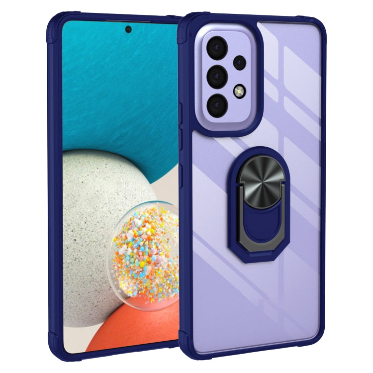 For Samsung Galaxy A53 5G Shockproof Transparent TPU + Acrylic Protective Case with Ring Holder