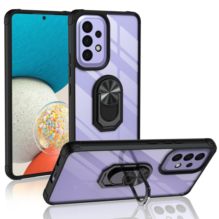 For Samsung Galaxy A53 5G Shockproof Transparent TPU + Acrylic Protective Case with Ring Holder