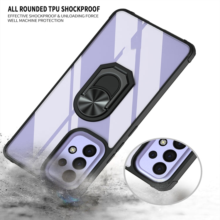 For Samsung Galaxy A53 5G Shockproof Transparent TPU + Acrylic Protective Case with Ring Holder