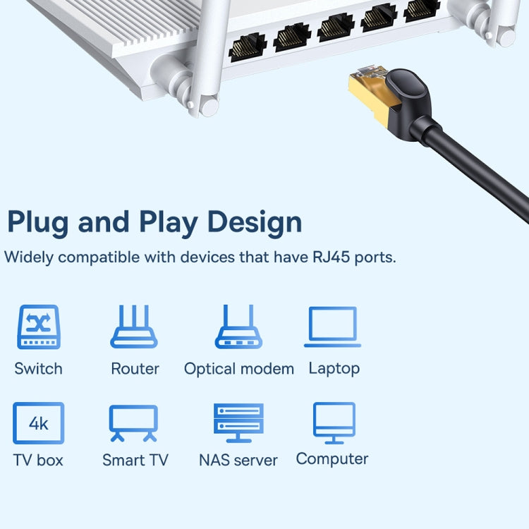 Baseus High Speed Seven Types RJ45 10 Gigabit Round Network Cable, Cable Length:3m