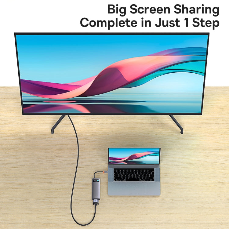 Baseus Metal Gleam Series 7 in 1 Multifunctional USB-C / Type-C HUB Docking Station, Type-C to HDMIx1+USB3.0x3+PDx1+VGAx1+RJ45x1