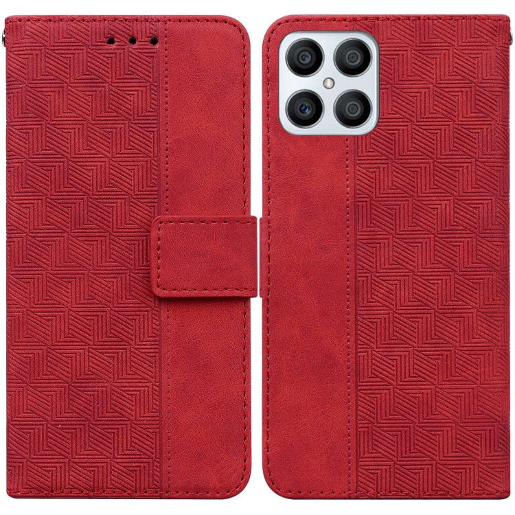 For Honor X8 Geometric Embossed Leather Phone Case