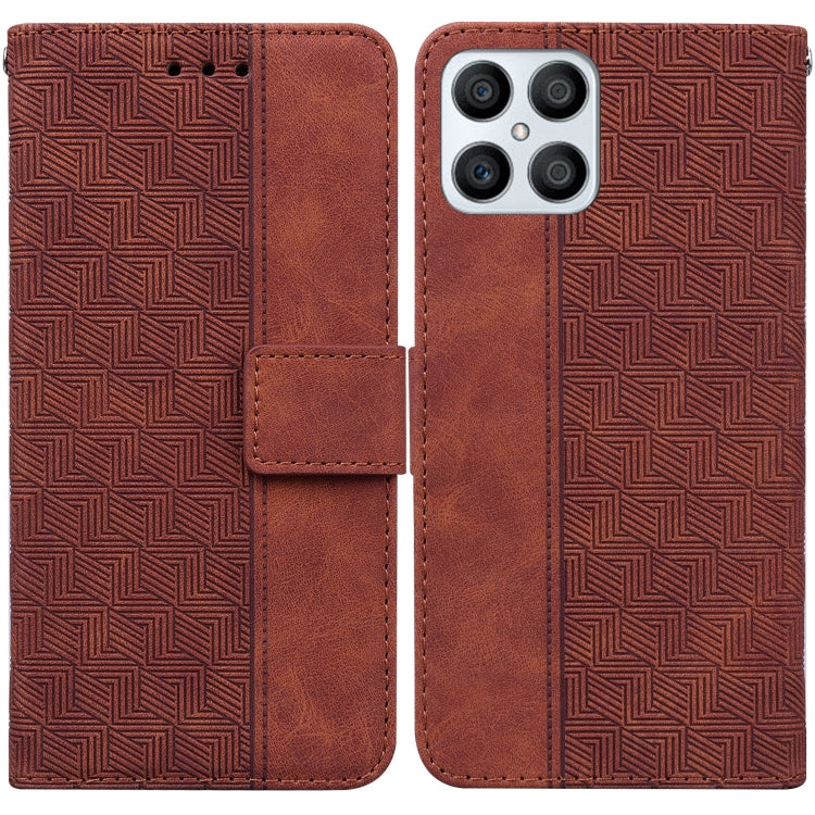 For Honor X8 Geometric Embossed Leather Phone Case