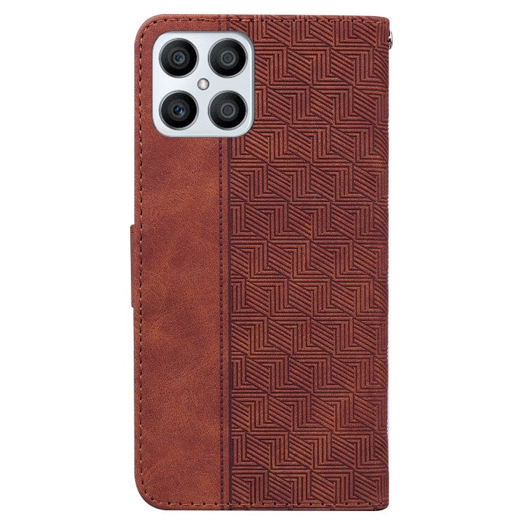 For Honor X8 Geometric Embossed Leather Phone Case