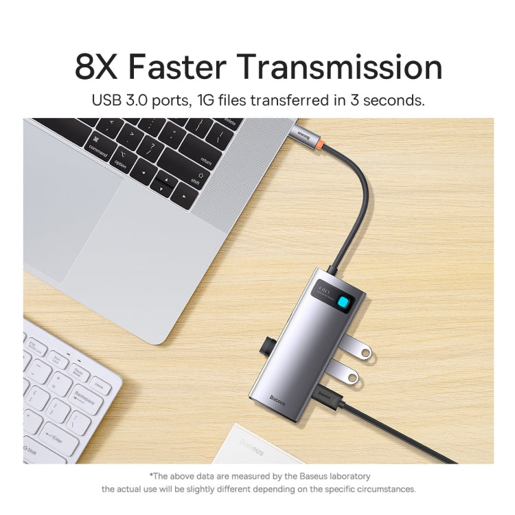Baseus Metal Gleam Series 4 in 1 Multifunctional USB-C / Type-C HUB Docking Station, Type-C to USB 3.0 x 4