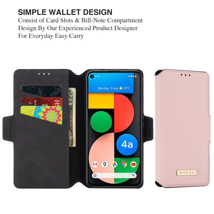 For Google Pixel 5 XL MUXMA MX115 Cross Texture Oil Edge Flip Leather Phone Case