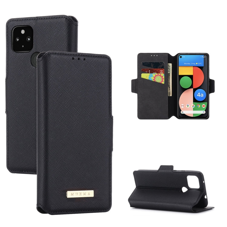 For Google Pixel 5 XL MUXMA MX115 Cross Texture Oil Edge Flip Leather Phone Case